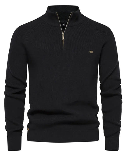 Men's Knitted Half Zip Jumper with Stand Collar
