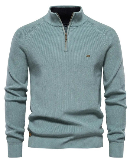 Men's Knitted Half Zip Jumper with Stand Collar