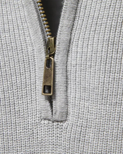 Men's Knitted Half Zip Jumper with Stand Collar