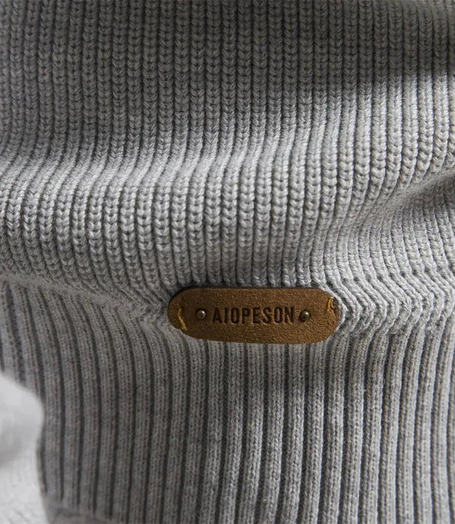 Men's Knitted Half Zip Jumper with Stand Collar