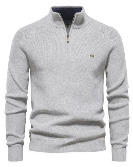 Men's Knitted Half Zip Jumper with Stand Collar