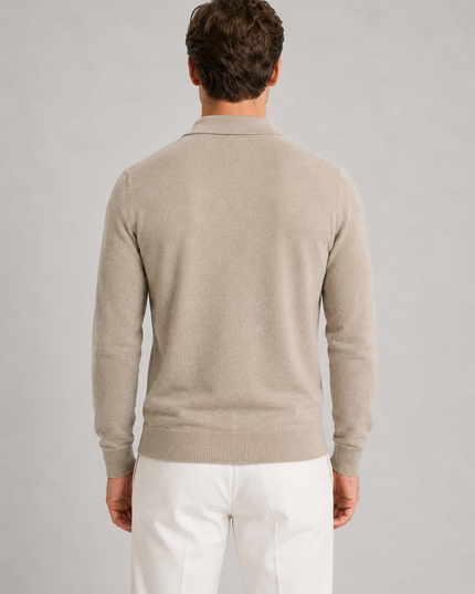 Men's Knitted Polo Jumper with Quarter Zip