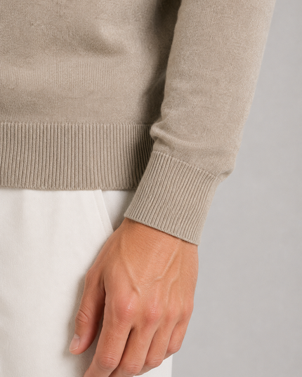 Men's Knitted Polo Jumper with Quarter Zip