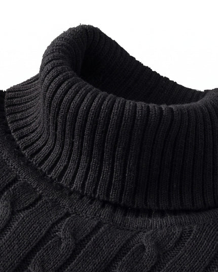Men's Knitted Roll Neck Jumper with Cable Pattern