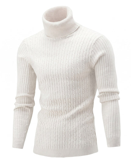 Men's Knitted Roll Neck Jumper with Cable Pattern