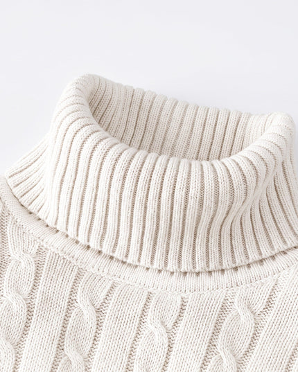 Men's Knitted Roll Neck Jumper with Cable Pattern