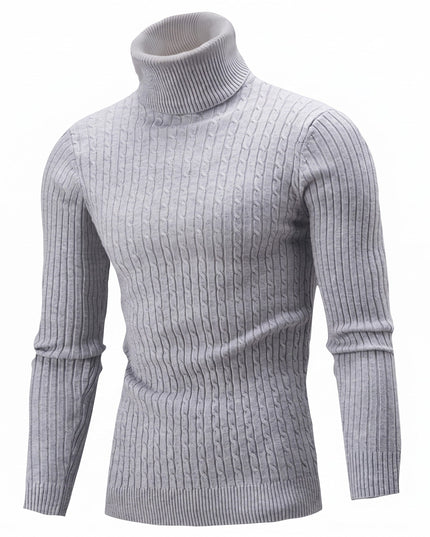 Men's Knitted Roll Neck Jumper with Cable Pattern