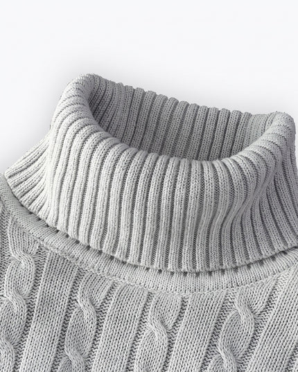 Men's Knitted Roll Neck Jumper with Cable Pattern