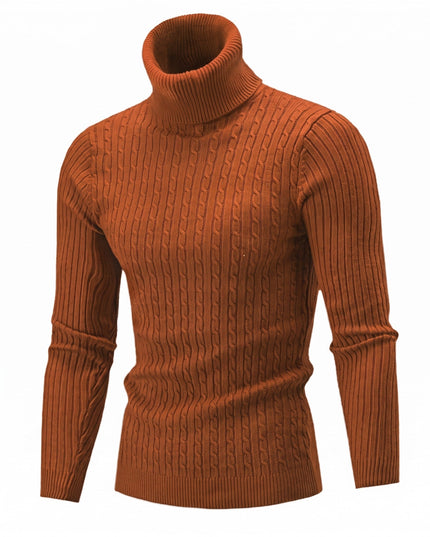 Men's Knitted Roll Neck Jumper with Cable Pattern