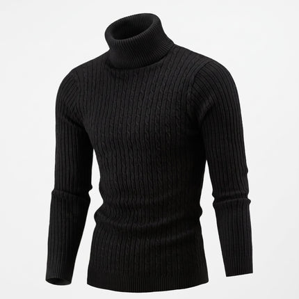 Men's Knitted Roll Neck Jumper with Cable Pattern
