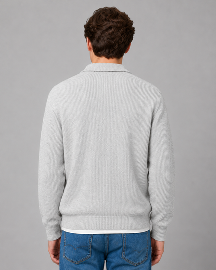 Men's Lightweight Buttoned Polo Knit Jumper