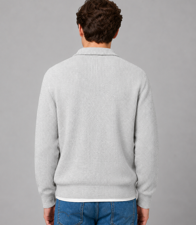 Men's Lightweight Buttoned Polo Knit Jumper