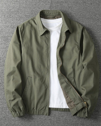 Men's Winter Coat Lightweight Zip-Up Bomber Jacket - Khaki