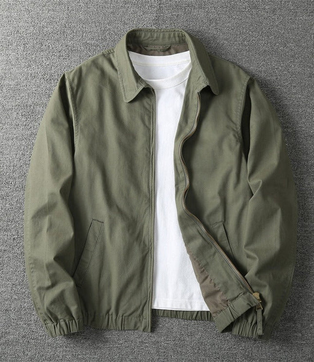 Men's Winter Coat Lightweight Zip-Up Bomber Jacket - Khaki