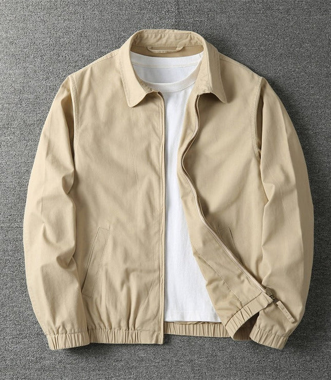 Men's Winter Coat Lightweight Zip-Up Bomber Jacket - Beige