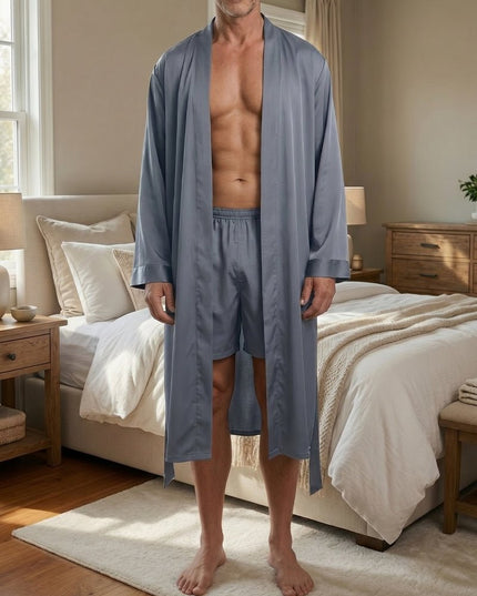 Men's Long Dressing Gown and Matching Shorts Set