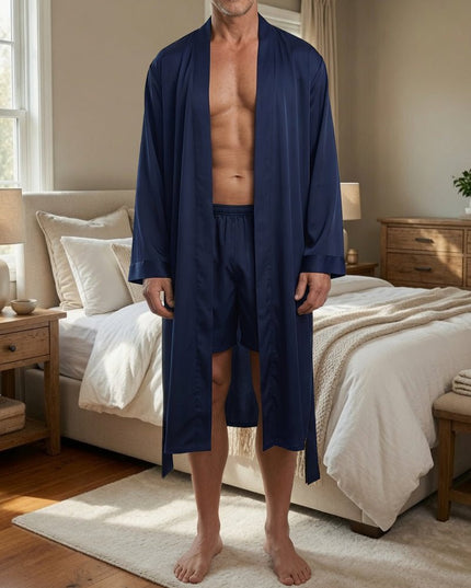 Men's Long Dressing Gown and Matching Shorts Set