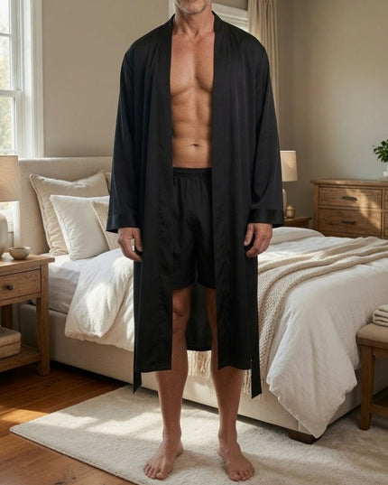Men's Long Dressing Gown and Matching Shorts Set