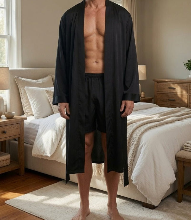 Men's Long Dressing Gown and Matching Shorts Set