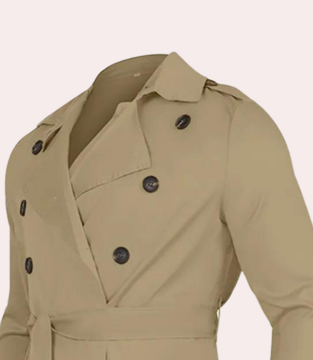 Men's Long Shoulder Tab Storm Flap Trench Coat