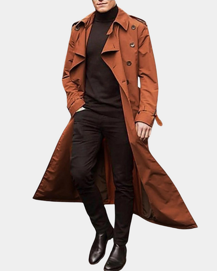Men's Long Shoulder Tab Storm Flap Trench Coat