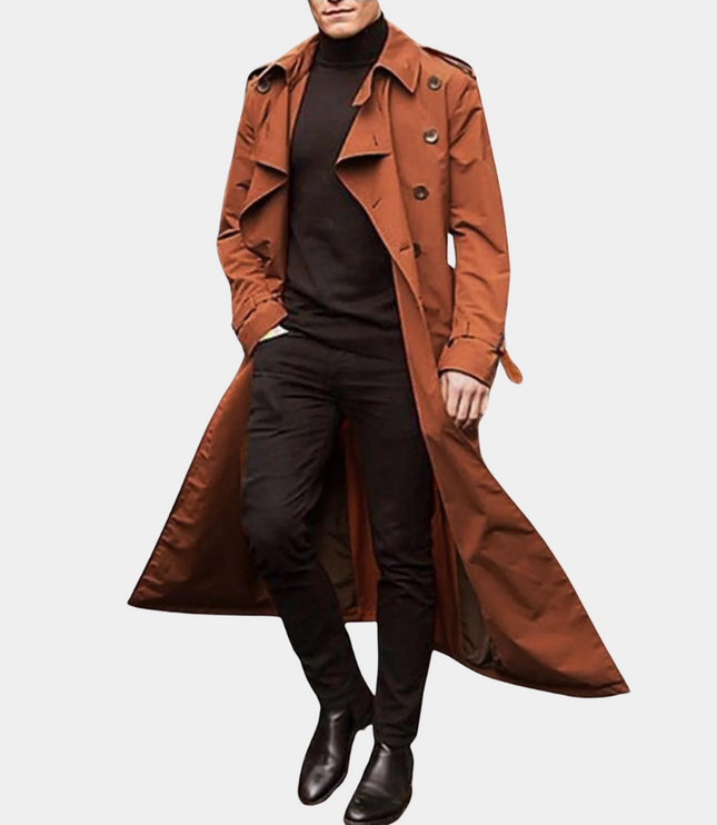 Men's Long Shoulder Tab Storm Flap Trench Coat