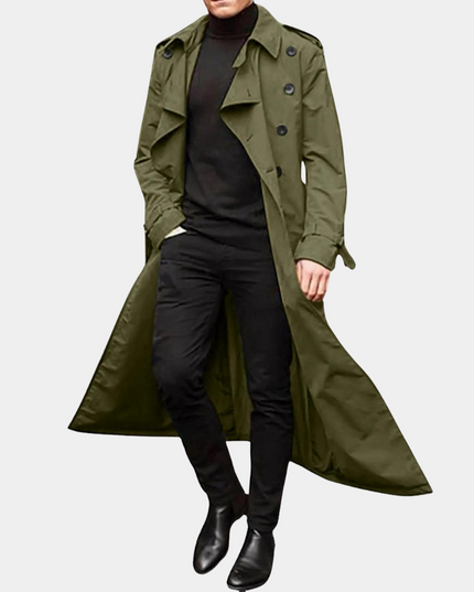 Men's Long Shoulder Tab Storm Flap Trench Coat