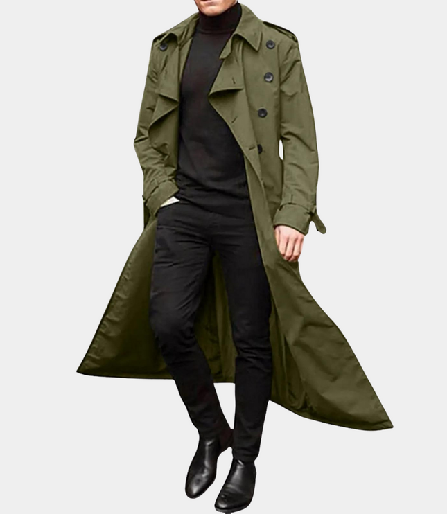 Men's Long Shoulder Tab Storm Flap Trench Coat