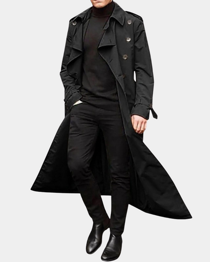 Men's Long Shoulder Tab Storm Flap Trench Coat