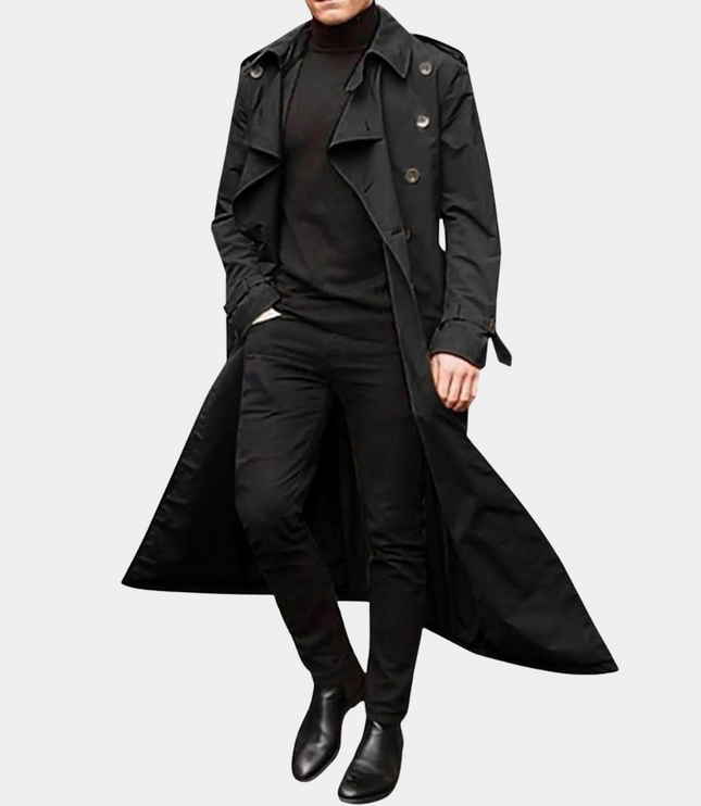 Men's Long Shoulder Tab Storm Flap Trench Coat