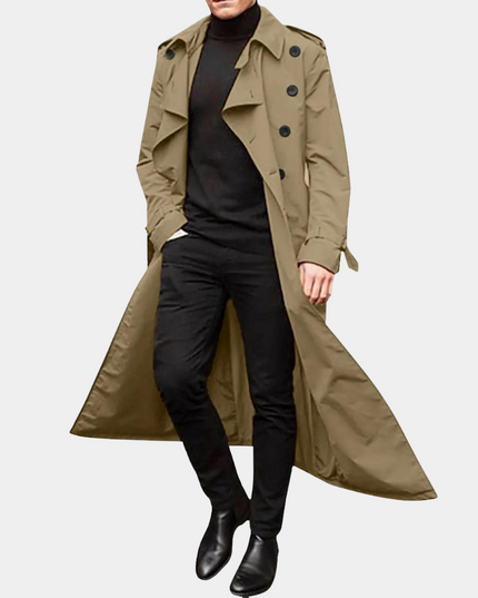 Men's Long Shoulder Tab Storm Flap Trench Coat