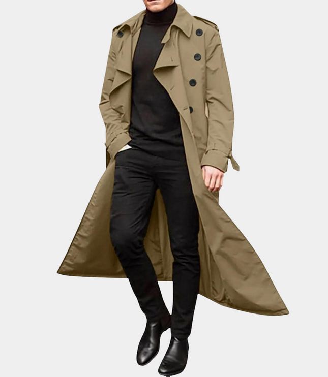 Men's Long Shoulder Tab Storm Flap Trench Coat