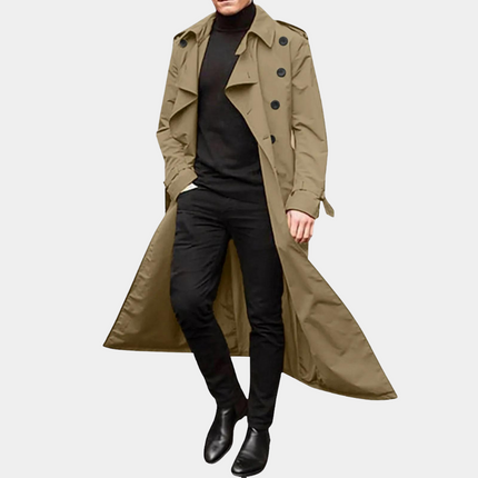 Men's Long Shoulder Tab Storm Flap Trench Coat