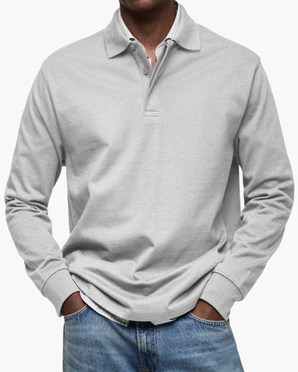 Elegant Men's Long Sleeve Casual Polo Shirt