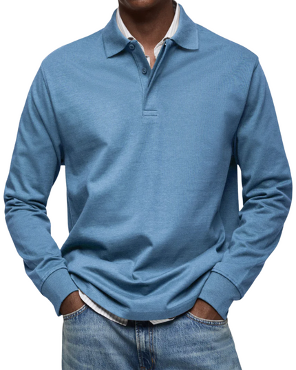 Elegant Men's Long Sleeve Casual Polo Shirt