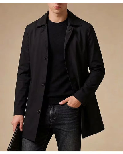 Men's Mid-Thigh Slim Shirt Collar Trench Coat