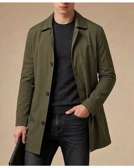Men's Mid-Thigh Slim Shirt Collar Trench Coat