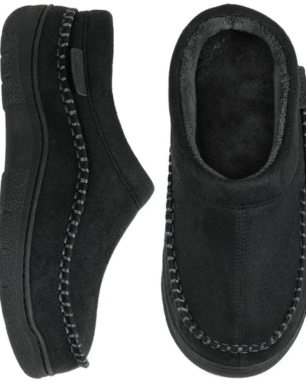 Men's Moccasin Slippers with Plush Collar and Thick Sole