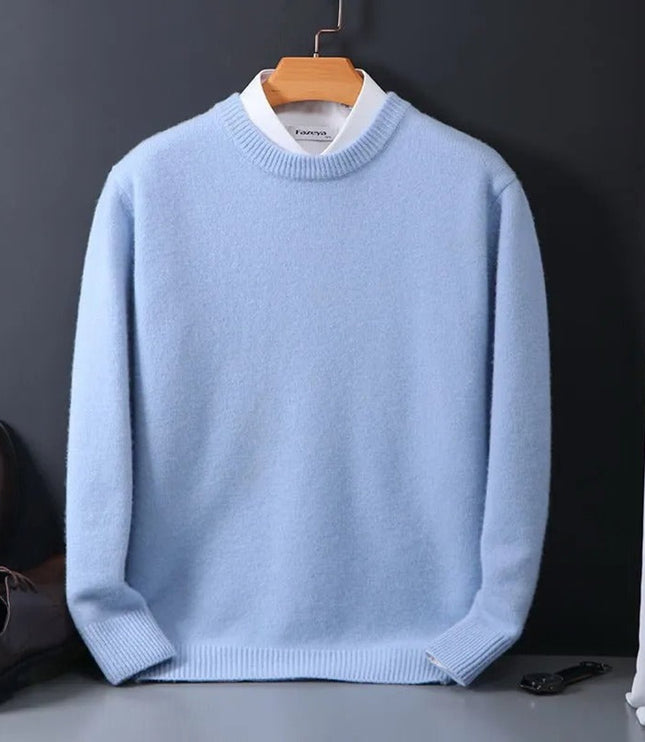 Men's Soft Mohair Crewneck Knit Sweater Pullover