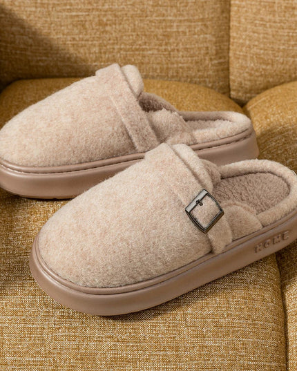 Men's Mule Slippers with Instep Strap and Plush Lining