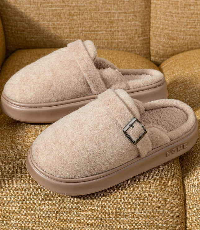 Men's Mule Slippers with Instep Strap and Plush Lining
