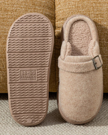 Men's Mule Slippers with Instep Strap and Plush Lining