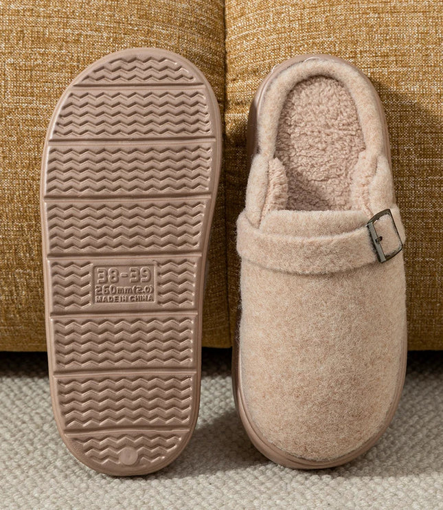 Men's Mule Slippers with Instep Strap and Plush Lining