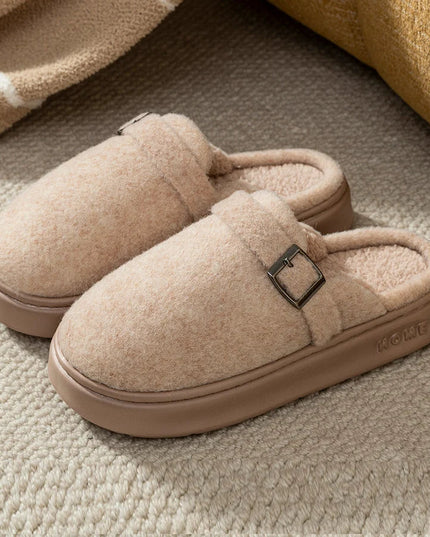 Men's Mule Slippers with Instep Strap and Plush Lining