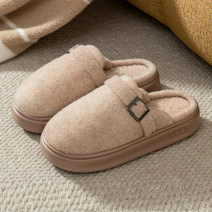 Men's Mule Slippers with Instep Strap and Plush Lining