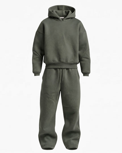 Men's Oversized Hooded Tracksuit Set with Drawstring Waist