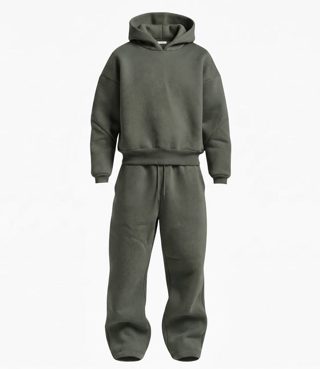 Men's Oversized Hooded Tracksuit Set with Drawstring Waist