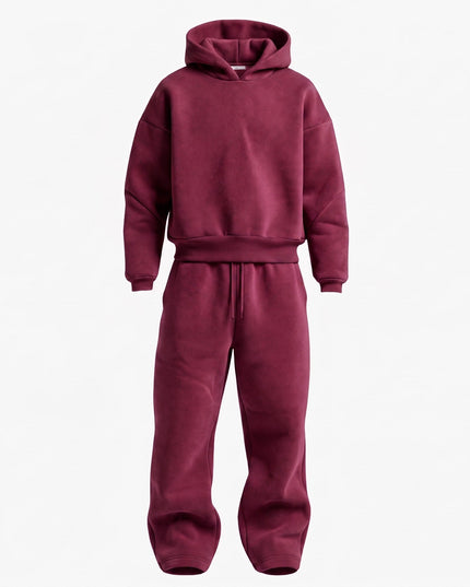 Men's Oversized Hooded Tracksuit Set with Drawstring Waist