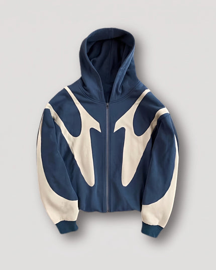 Men's Oversized Zip Up Hoodie with Contrast Panels