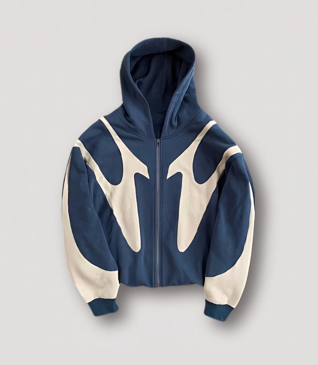 Men's Oversized Zip Up Hoodie with Contrast Panels